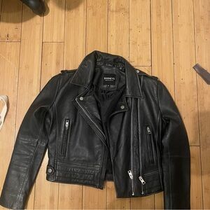 Barneys New York Classic Black Leather Jacket